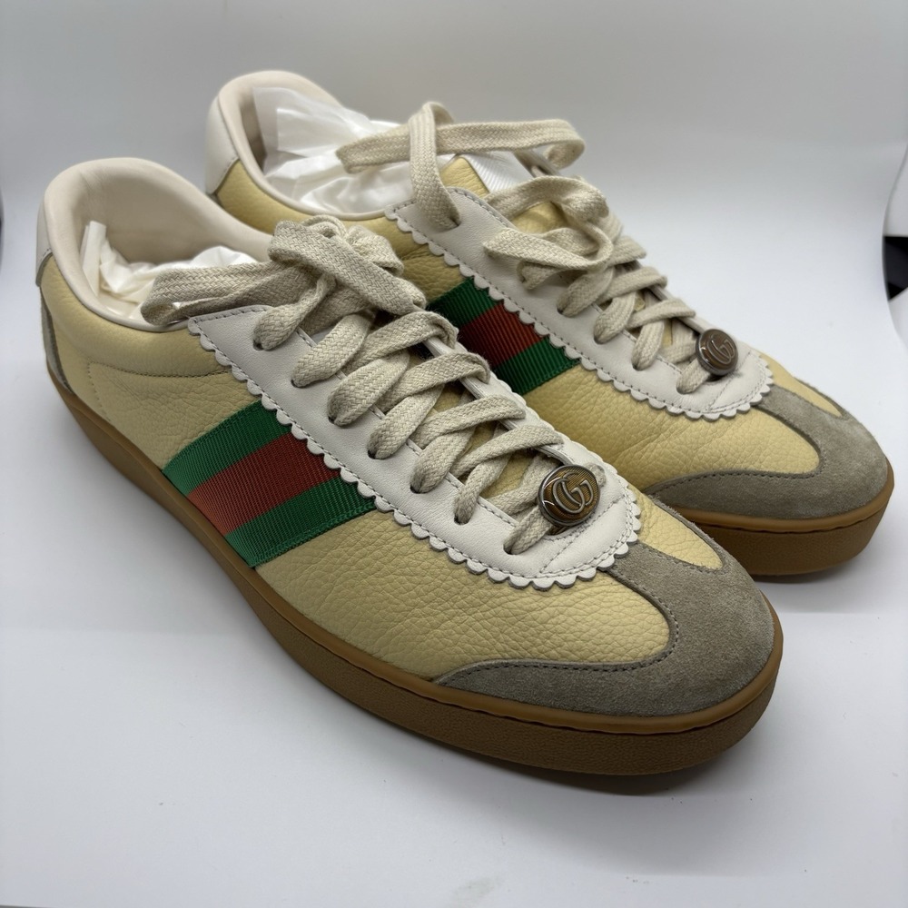 Gucci G74 Leather Casual Sneakers Green Red Stripe Women's Size US 8 EU 39